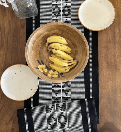 Monochrome Handwoven Diamond Motif Table Runner