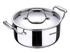 Bergner Argent Junior Chef Triply Stainless Steel 12 cm Casserole with Stainless Steel Lid, 0.8 Ltr Casserole, Durable Cookware, Mirror Finish, Induction Base and Gas Ready, Silver, 5-Year Warranty-1