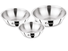 BERGNER Argent Triply Stainless Steel Tasra/Tasla/Kadhai, 3 Pcs Tasra Set of 20cm (1.5 L),22cm (2.25 L), 24cm (2.5 L), Less Oil Use, Easy to Clean, Even and Fast Heating - Induction Bottom-1