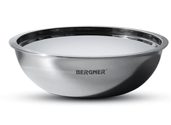 BERGNER Argent TriPly Stainless Steel 24 cm Tasra with Stainless Steel Lid, 2.5 LTR Tasla with Lid, Food Safe, Flared Rim, Durable, Dishwasher Safe, Induction Ready, 5-Year Warranty-1