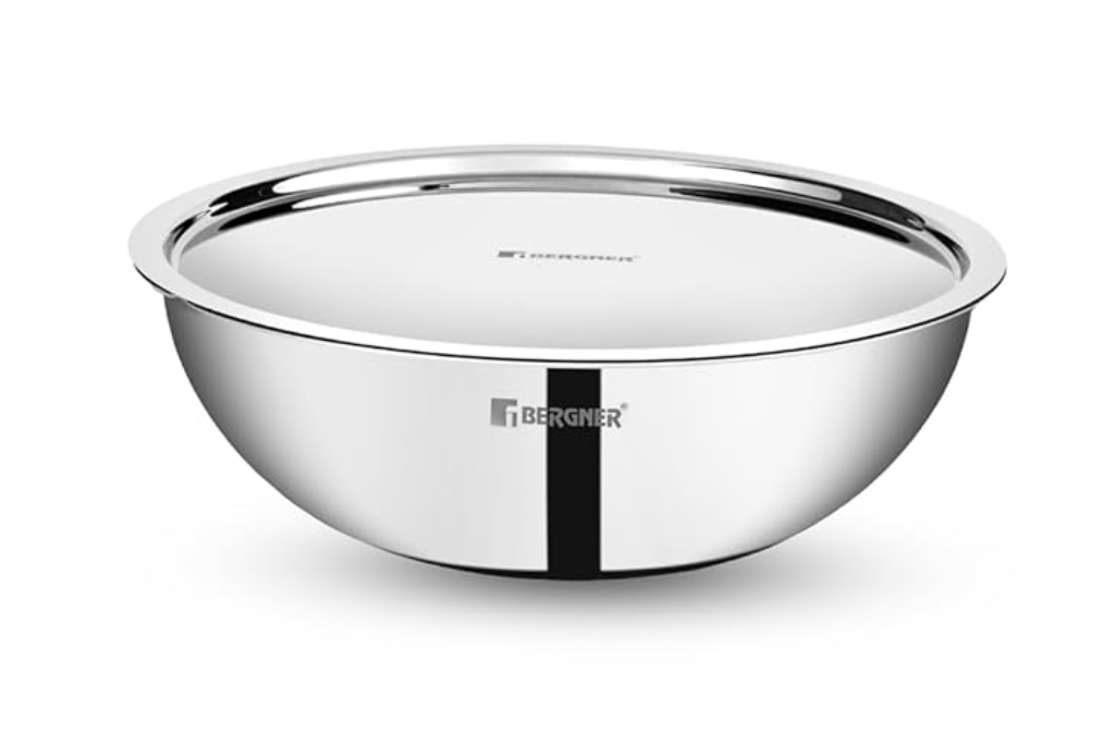 BERGNER Tripro Triply Stainless Steel Tasra Induction Bottom with Lid 3.8 L capacity 26 cm diameter  (Triply, Induction Bottom)