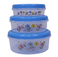 Kuber Industries Airtight Plastic Food Storage Containers|Plastic Container for Kitchen|Pack of 3 (Blue)-1