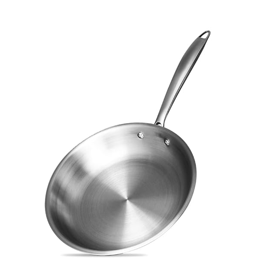 BERGNER Argent TriPly 20 cm Frypan/Steel Pan, Scratch Resistant, for Spice Tempering/Seasoning, Stay Cool Long Handle, Mirror Finish, Induction Ready, 5-Year Warranty by Bergner