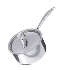 Bergner Argent TriPly Stainless Steel 14 cm Saucepan with Stainless Steel Lid, 1 Litre Sauce Pan, Stay Cool Cast Handle, Food Safe, Durable, Dishwasher Safe, Induction Bottom and Gas Stove Ready-1