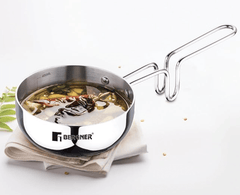 Bergner TriPro TriPly Stainless Steel 12cm Tadka Pan, 500ml Capacity, For Spice Tempering/Seasoning, Long Wire Handle, Laser-Etched Scale, Smooth Finished Surface, Induction Bottom and Gas Stove Ready-1