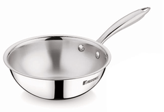 Bergner Argent Junior Chef Triply Stainless Steel 18 cm Wok, 1.3 litres Wok/Kadai, Mini Wok with Sturdy and Durable, Mirror Finish, Induction Base and Gas Ready, Silver-1