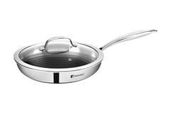 Bergner Hitech Triply Stainless Steel Non Stick Prism Frypan, 24 cm, Induction Bottom, Gas Ready, Metal Spatula Friendly-1