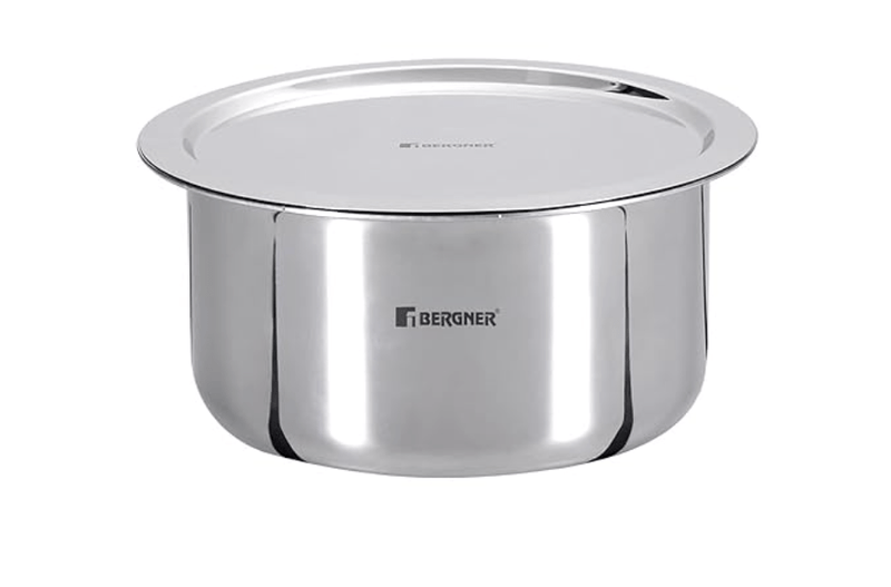 Bergner TriPro Tri-Ply Stainless Steel 14 cm Tope with Lid, Patila with Stainless Steel Lid, 1.3 Litre Topia with Lid, Induction Base and Gas Ready, Easy-use Flared Rim, 5-Year Warranty by Bergner-1