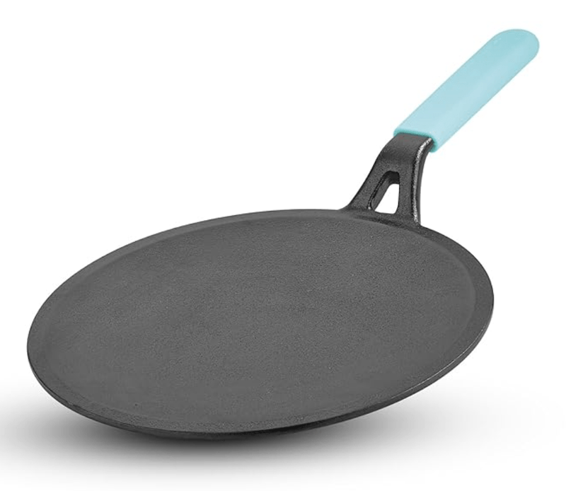 BERGNER Eco Cast Iron 26cm Roti Tawa, Pre-Seasoned Iron Tawa for Chapati/Phulka, Even Heat Distributor, Retains Heat to Enhance Flavor, Comes with Silicone Sleeve - Induction Base and Gas Stove Ready-1