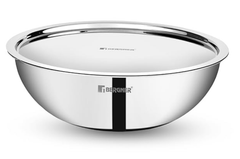 BERGNER Tripro TriPly Stainless Steel Cook and Serve 28cm Tasla/Tasra Kadai/Handleless Wok, 4.25 Litre Tasla, Flared Rim, Heavy Bottom, Induction Base and Gas Ready (5-Year Warranty-1