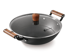 Bergner Odin 24 cm Cast Iron Kadai/Kadhai with Glass Lid, 2.2 L Capacity, For Deep-Fry/Stir-Fry/Curry/Roast/Grill/Serving, Lightweight and Rust Proof Iron, Enamel Finish, Induction and Gas Stove Ready-1