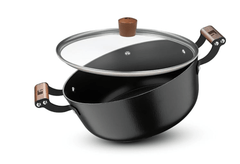 Bergner Odin 24cm (3.8 Liters) Cast Iron Casserole with Glass Lid, Biryani Handi Pot For Cooking, Heavy Bottom, Lightweight and Rust Proof Coating, Enamel Finish - Induction Bottom and Gas Stove Ready-1