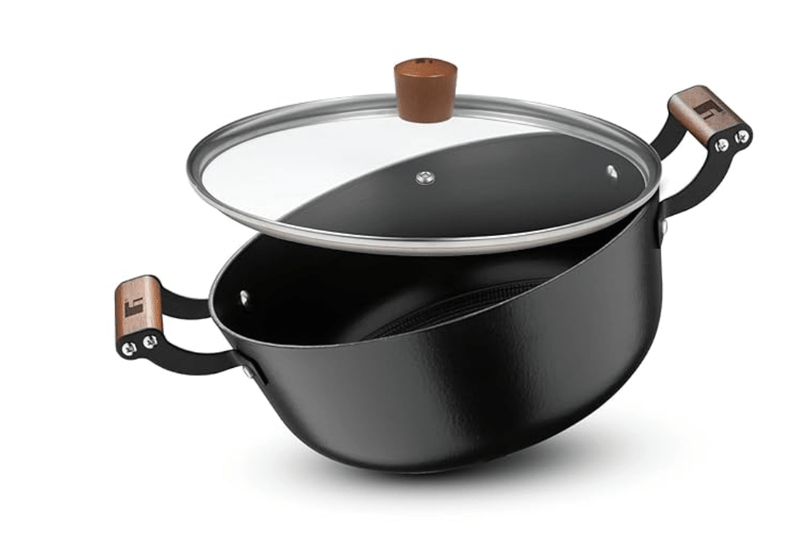 Bergner Odin 24cm (3.8 Liters) Cast Iron Casserole with Glass Lid, Biryani Handi Pot For Cooking, Heavy Bottom, Lightweight and Rust Proof Coating, Enamel Finish - Induction Bottom and Gas Stove Ready-1