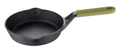 Bergner Elements Cast Iron 20 cm Fry Pan, Pre-Seasoned, for Searing/Browning/Caramelizing/Frying/Toasting, Olive Green Silicone Handle, Induction & Gas Ready-1