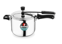 bergner argent triply 18 10 stainless steel 5 ltr inner lid pressure cooker pressure cooker with rivetless technology 2 5mm body thickness induction bottom and gas ready silver 5 year warranty br-1