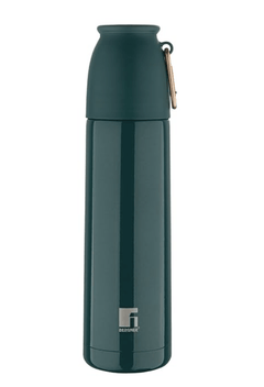 Bergner Walking 500 ml Thermo Steel Bottle/Flask, Hot/Cold, Vacuum Insulated, For Water/Coffee/Tea/Soup/Juice, Use in Office/Commute/Sports/Travel, Press Button Lid with Cap, Metallic Evergreen, Rust/Leak Proof-1