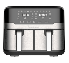 Bergner Master Pro Multifunctional Dual Air Fryer - Air Fry, Bake, Grill, Roast, Heat, Defrost, 4.5 Liters, 1700 W, LED Display With Touchscreen, 11 Customizable Programs With Accessories - Silver-1