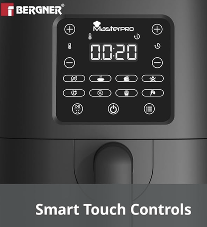 Bergner Masterpro Air Fryer with 1500 Watts, 4 Ltr Capacity, Air Fryer for Home to Bake/Grill/Roast/Heating/Defrost, 360 Degree Airflow Technology, 8 Preset Cooking Menu, Basket With Nonstick Coating