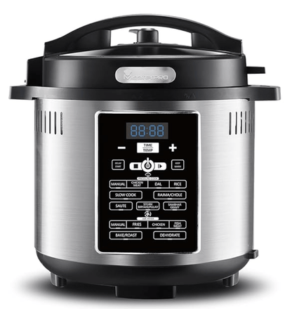Bergner MasterPro Frycook, 1500W, 6L Pressure Cooker+Air Fryer, Easy to Set Cook Time, Temperature and Pressure Level, Detachable LID and Filer, 12-Level Safety System, 24 Hours Set Up Preset Function