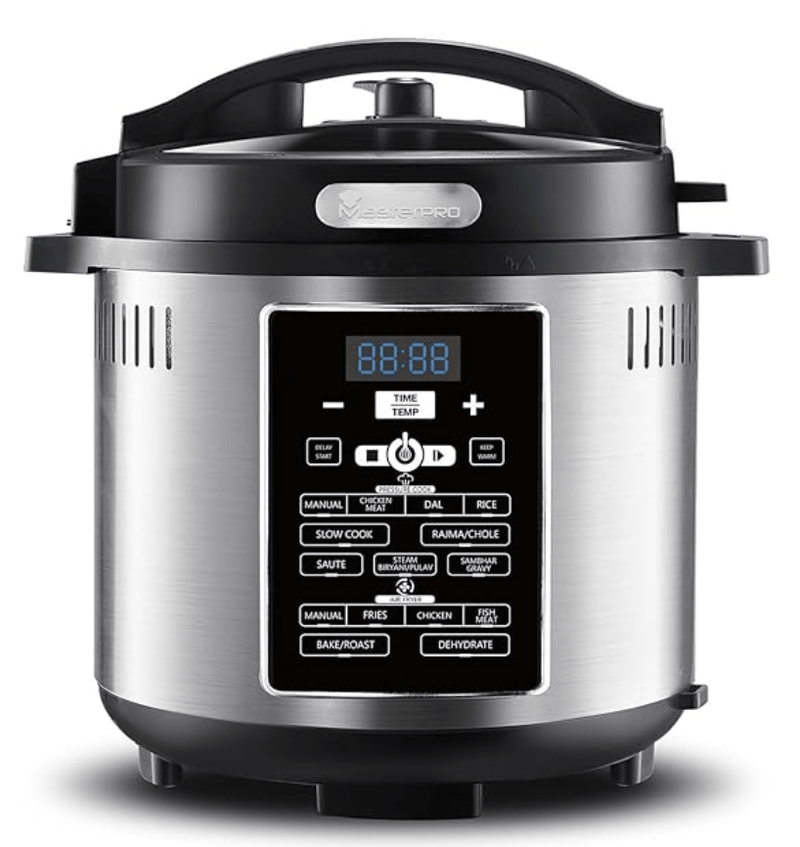 Bergner MasterPro Frycook, 1500W, 6L Pressure Cooker+Air Fryer, Easy to Set Cook Time, Temperature and Pressure Level, Detachable LID and Filer, 12-Level Safety System, 24 Hours Set Up Preset Function-1
