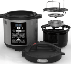 Bergner MasterPro Frycook, 1500W, 6L Pressure Cooker+Air Fryer, Easy to Set Cook Time, Temperature and Pressure Level, Detachable LID and Filer, 12-Level Safety System, 24 Hours Set Up Preset Function-3