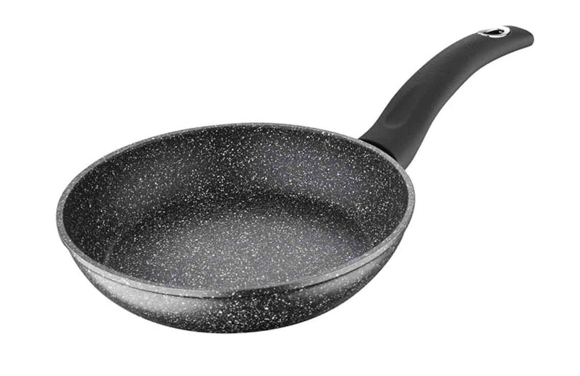 Bergner Orion NonStick 28 cm Fry Pan/ Skillet, 100% Recyclable, For Low Oil Sauté/Pancake/ Crepe/Eggs/Paratha/Toasts, Textured Soft Touch Handle, Granite Finish, Induction & Gas ready, 1-Year Warranty