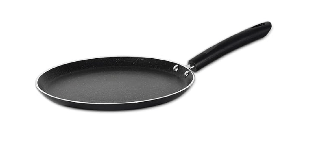 BERGNER Essential Plus 5 Layer Marble Non Stick Tawa/Dosa Tawa, 25 cm, Induction Base, Food Safe (PFOA Free), Thickness 3.0mm, 1 Year Warranty by Bergner, Black