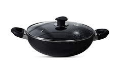 BERGNER Essential Plus 5 Layer Marble Non Stick Kadai/Kadhai with Glass Lid, 28 cm, 5.2 litres, Induction Base, Food Safe (PFOA Free), Thickness 3.2mm, 1 Year Warranty, Black-1