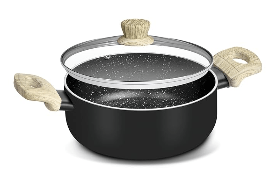 ग्लास ढक्कन के साथ बर्गनर बेलिनी प्लस ऑरा 5-लेयर नॉन-स्टिक कैसरोल 