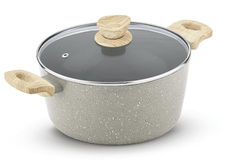 Bergner Naturally Ceramic Forged Aluminium 26 cm Casserole and Glass Lid with Steam Vent, Ceramic Coated 5.5-1