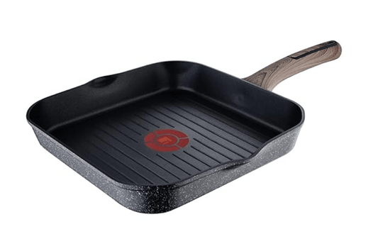 बर्गनर एल्युमीनियम अल्टीमेट फोर्ज्ड नॉन-स्टिक ग्रिलपैन 28 सेमी, हीटडॉट टेक्नोलॉजी बेस, खाद्य-सुरक्षित, ग्रे 