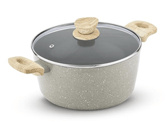 Bergner Naturally Ceramic Forged Aluminium 24 cm Casserole and Glass Lid with Steam Vent, Ceramic Coated 4.5 Liters Cooking Pot with Soft Touch Handles - Induction Bottom and Gas Stove Ready-1