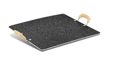 Bergner Bellini Plus Aura 5-Layer Non-Stick 30cm Pathri Tawa, Flat Rectangle Pathri Tawa with Soft Touch Wooden Finish Handle, PFOA Free, 4mm Thickness, Induction Bottom, Black-1