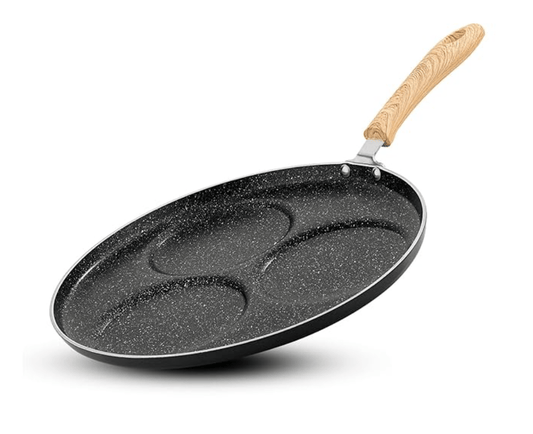 बर्गनर बेलिनी प्लस ऑरा 5-लेयर नॉन-स्टिक 3 पिट उत्तपम तवा, लकड़ी की फिनिश, सॉफ्ट टच हैंडल के साथ, 3 कैविटी पैनकेक मेकर, कम से कम तेल में खाना पकाना, PFOA मुक्त, टिकाऊ - गैस स्टोव के लिए तैयार 