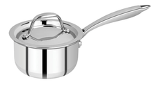 Bergner Argent Junior Chef Triply Stainless Steel 12 cm Saucepan with Stainless Steel Lid, 0.8 L Saucepan/Milkpan, Durable, Mirror Finish, Induction Base and Gas Ready, Silver, 5-Year Warranty-1