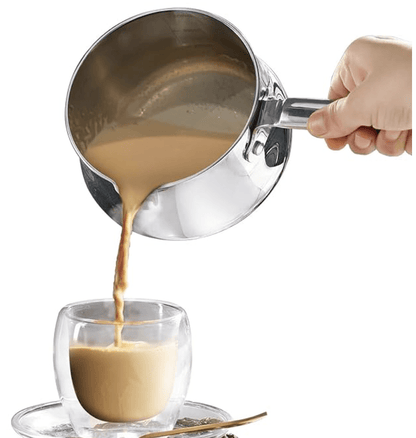 Bergner BE Essentials Tri-Ply 12cm (800ml) Stainless Steel Coffee Warmer/Milk Warmer, Even & Faster Heating, Food Safe, Durable, Easy to Pour, Serve and Clean - Induction Bottom and Gas Stove Ready