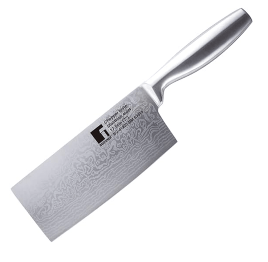 बर्गनर अर्जेन्ट स्टेनलेस स्टील 17.5 सेमी (7") चॉपर चाकू, रसोई या रेस्टोरेंट के लिए, बहुउद्देशीय उपयोग के लिए चाकू, बेहतर पकड़ के लिए खोखला हैंडल, दमिश्क डिज़ाइन