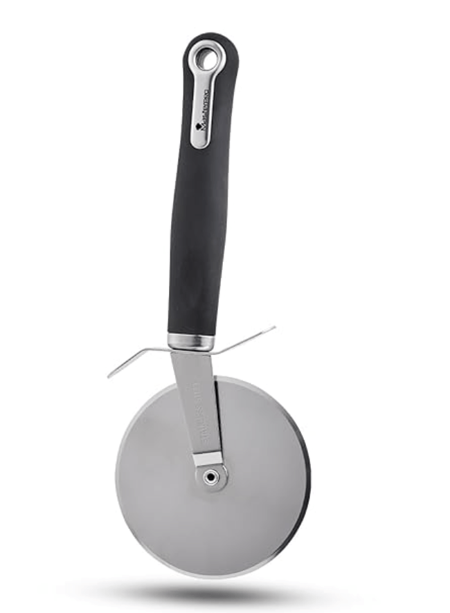 मास्टरप्रो बर्गनर मास्टर प्रो स्टेनलेस स्टील पिज्जा कटर साइकिल रसोई के लिए (काला) 