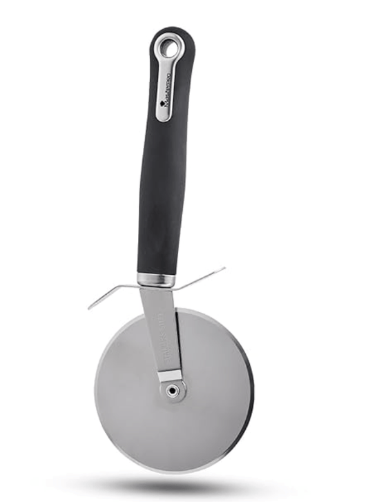 मास्टरप्रो बर्गनर मास्टर प्रो स्टेनलेस स्टील पिज्जा कटर साइकिल रसोई के लिए (काला) 