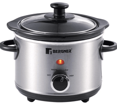 Bergner Elite Electric Cooker, 120W, 1.5 L for Low & High Temperature Food Warming/Slow Cooking, Ceramic Pot with Glass Lid, Body Stainless Steel, Pot & Lid Dishwasher Ready, Cool Touch Handling-1