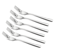 Bergner BE Essentials Lucia Stainless Steel 6 Pcs Baby Fork Set, 16cm Long Fork, Modern Ergonomically Designed Premium Baby Forks, Food Grade Safe, Easy to Clean, 2.5mm Thickness - Silver-1