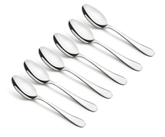 Bergner BE Essentials Baguette Stainless Steel 6 Pcs Baby Spoon Set, 16cm Long Spoon, Non-Magnetic Premium Spoons for Toddler and Kitchen, Easy to Clean, Modern Aesthetics, 1.5mm Thickness - Silver-1