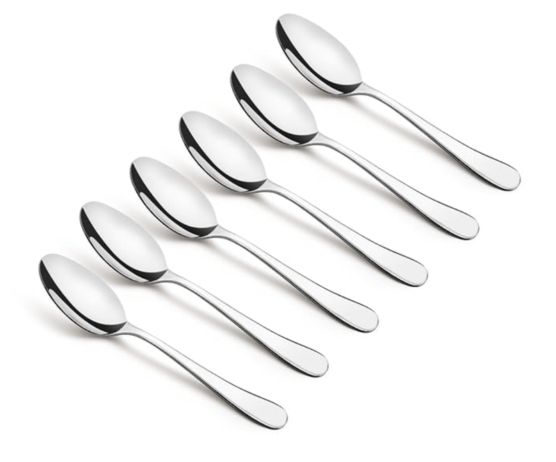 Bergner BE Essentials Baguette Stainless Steel 6 Pcs Baby Spoon Set, 16cm Long Spoon, Non-Magnetic Premium Spoons for Toddler and Kitchen, Easy to Clean, Modern Aesthetics, 1.5mm Thickness - Silver-1