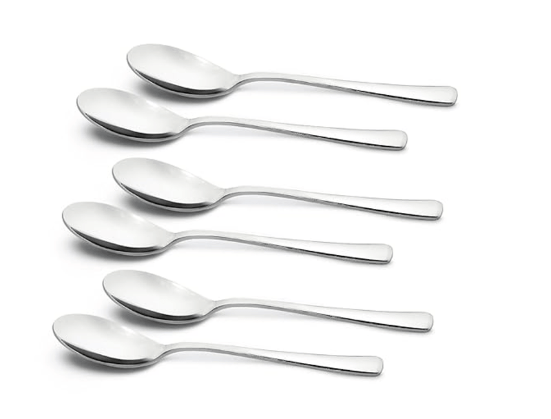 Bergner BE Essentials Lucia Stainless Steel 6 Pcs Baby Spoon Set, 16.1 cm Long Spoon, Modern Ergonomically Designed Premium Baby Spoons, Food Grade Safe, Easy to Clean, 2.5mm Thickness - Silver-1