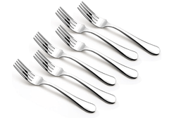 Bergner BE Essentials Baguette Stainless Steel 6 Pcs Dinner Fork Set, 19cm Long Fork, Non-Magnetic Steel Premium Forks for Home and Kitchen, Easy to Clean, Modern Aesthetics, 1.6mm Thickness - Silver-1