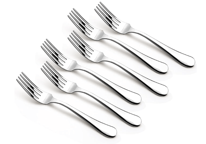 Bergner BE Essentials Baguette Stainless Steel 6 Pcs Dinner Fork Set, 19cm Long Fork, Non-Magnetic Steel Premium Forks for Home and Kitchen, Easy to Clean, Modern Aesthetics, 1.6mm Thickness - Silver-1