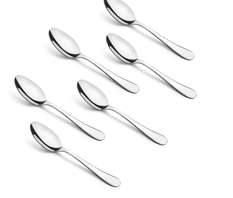 Bergner BE Essentials Baguette Stainless Steel 6 Pcs Spice Spoon Set, 11cm Long Spoon, Non-Magnetic Premium Spice Spoons for Home and Kitchen, Easy to Clean, Modern Aesthetics, 2mm Thickness - Silver-1