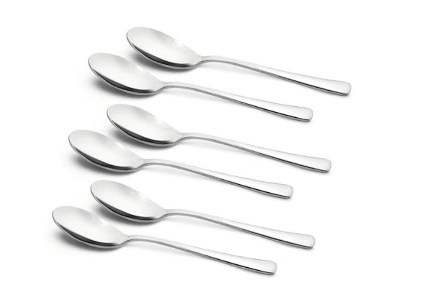 Bergner BE Essentials Lucia Stainless Steel 6 Pcs Spice Spoon Set, 11.4cm Long Spoon, Modern Ergonomically Designed Premium Spice Spoon, Food Grade Safe, Easy to Clean, 2.2mm Thickness - Silver
