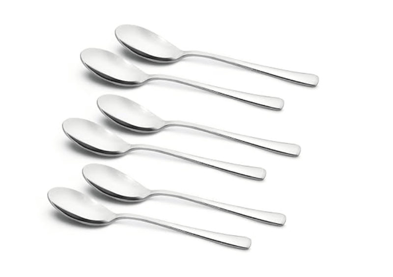 Bergner BE Essentials Lucia Stainless Steel 6 Pcs Spice Spoon Set, 11.4cm Long Spoon, Modern Ergonomically Designed Premium Spice Spoon, Food Grade Safe, Easy to Clean, 2.2mm Thickness - Silver-1