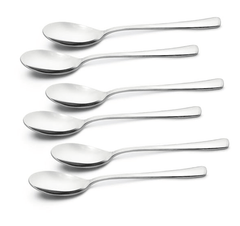 Bergner BE Essentials Lucia Stainless Steel 6 Pcs Tea Spoon Set, 14.1 cm Long Spoon, Modern Ergonomically Designed Premium Spoons for Home and Kitchen, 6 Pcs Table Spoon Set, 2.5mm Thickness - Silver-1